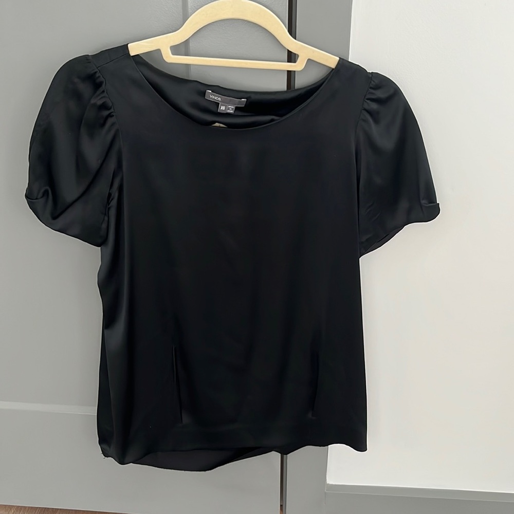 Vince Silk Short Sleeve Blouse